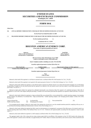 Miniature Houston American Energy 10-K Rapport annuel 2020