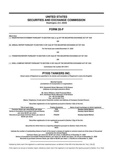 Thumbnail Pyxis Tankers 20-F Annual Report 2020