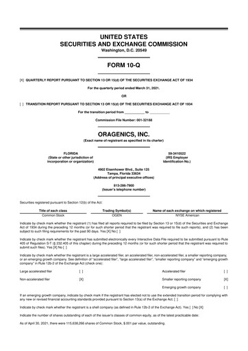 Thumbnail Oragenics 10-Q Quarterly Report FY2021 