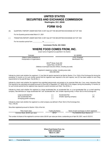 Vorschaubild Where Food Comes From 10-Q Quartalsbericht 2021 