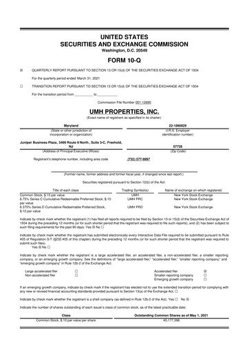 Thumbnail UMH Properties 10-Q Quarterly Report FY2021 