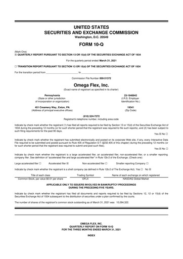Thumbnail Omega Flex 10-Q Quarterly Report FY2021 