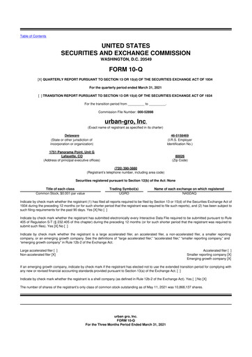 Thumbnail Urban-gro
 10-Q Quarterly Report FY2021 