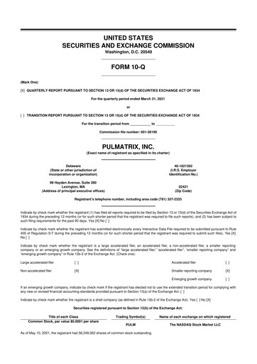 Thumbnail Pulmatrix 10-Q Quarterly Report FY2021 