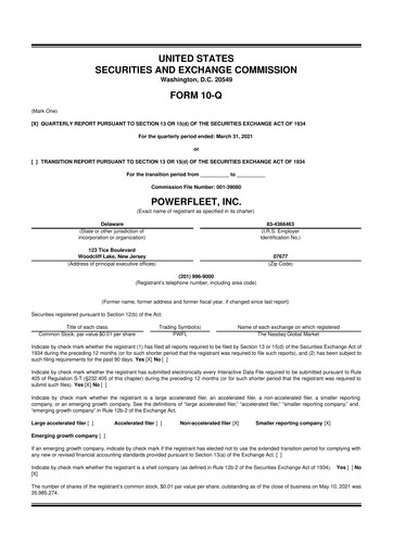 Thumbnail PowerFleet
 10-Q Quarterly Report FY2021 