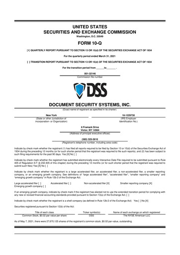 Thumbnail DSS, Inc. (Document Security Systems) 10-Q Quarterly Report FY2021 