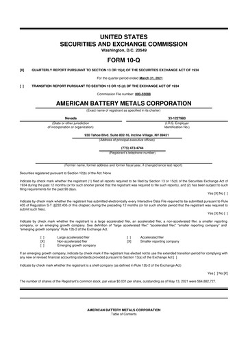 Vorschaubild American Battery Technology Company 10-Q Quartalsbericht 2021 