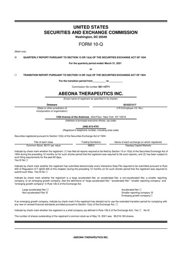 Thumbnail Abeona Therapeutics
 10-Q Quarterly Report FY2021 