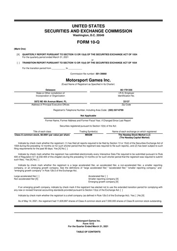 Thumbnail Motorsport Gaming 10-Q Quarterly Report FY2021 