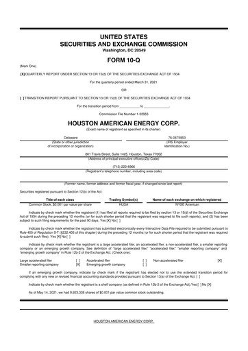 Thumbnail Houston American Energy 10-Q Quarterly Report FY2021 