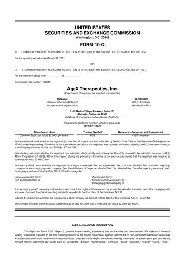 Miniature Serina Therapeutics 10-Q Rapport trimestriel 2021 