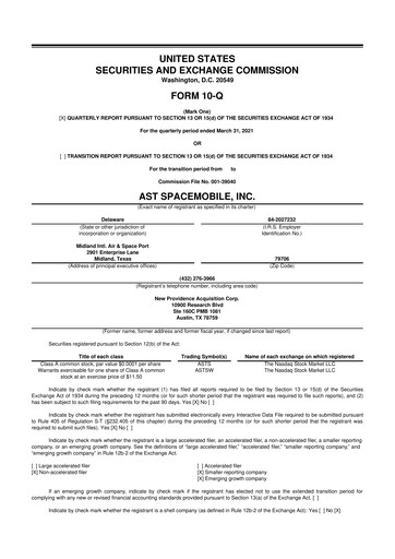 Vorschaubild AST SpaceMobile 10-Q Quartalsbericht 2021 