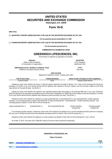 Thumbnail Greenwich LifeSciences 10-Q Quarterly Report FY2021 