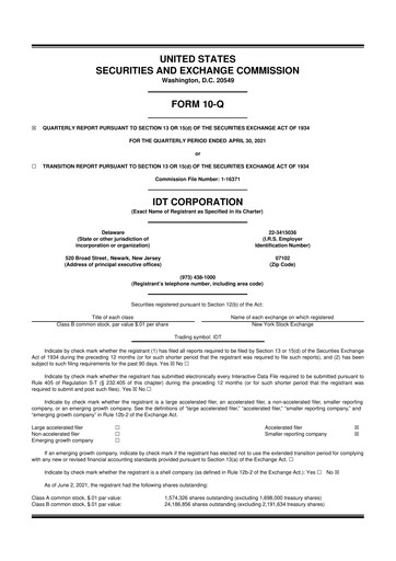 Thumbnail IDT Corporation
 10-Q Quarterly Report FY2021 
