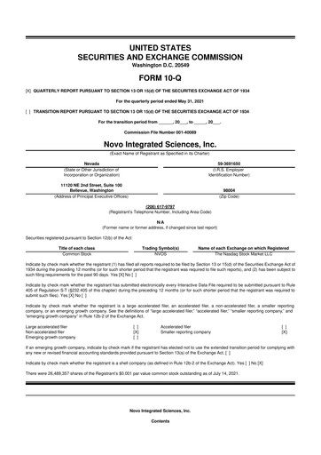 Thumbnail Novo Integrated Sciences 10-Q Quarterly Report FY2021 