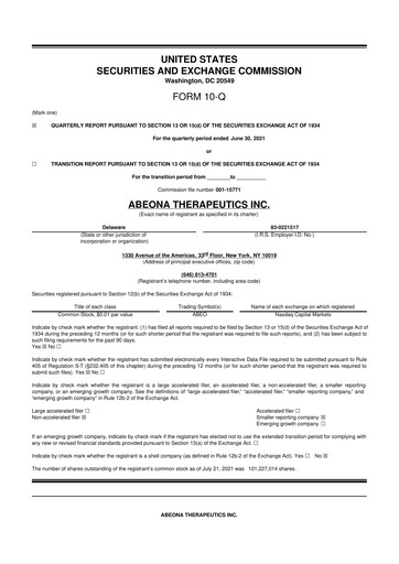 Thumbnail Abeona Therapeutics
 10-Q Quarterly Report FY2021 