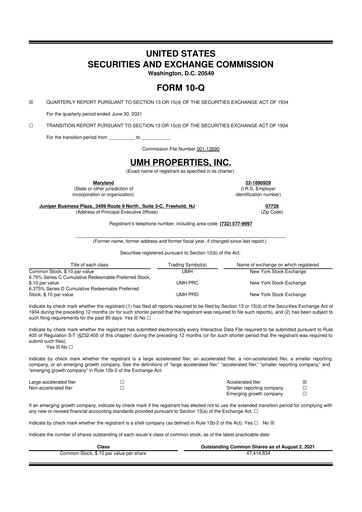 Thumbnail UMH Properties 10-Q Quarterly Report FY2021 