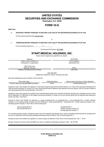 Thumbnail Xtant Medical 10-Q Quarterly Report FY2021 