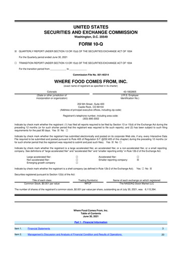 Vorschaubild Where Food Comes From 10-Q Quartalsbericht 2021 