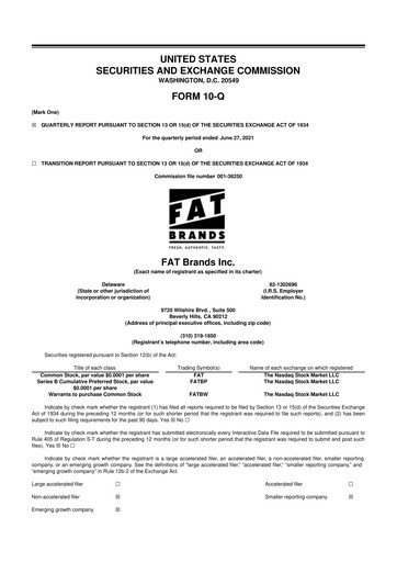 Miniature FAT Brands 10-Q Rapport trimestriel 2021 
