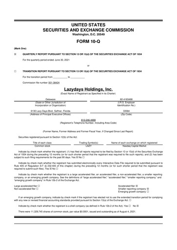 Thumbnail Lazydays Holdings 10-Q Quarterly Report FY2021 