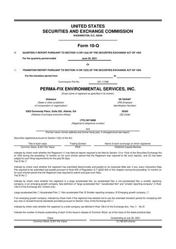 Miniature Perma-Fix Environmental Services 10-Q Rapport trimestriel 2021 