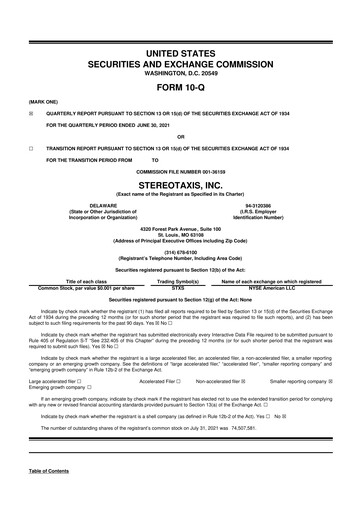 Vorschaubild Stereotaxis 10-Q Quartalsbericht 2021 