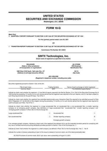 Thumbnail SINTX Technologies
 10-Q Quarterly Report FY2021 