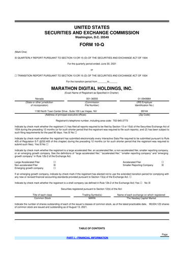 Vorschaubild MARA Holdings
 10-Q Quartalsbericht 2021 