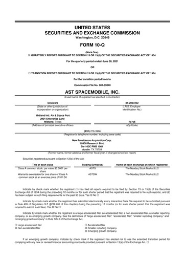 Vorschaubild AST SpaceMobile 10-Q Quartalsbericht 2021 