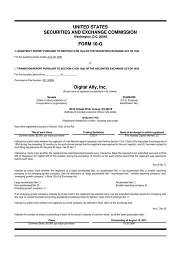 Thumbnail Digital Ally 10-Q Quarterly Report FY2021 