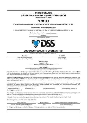 Thumbnail DSS, Inc. (Document Security Systems) 10-Q Quarterly Report FY2021 