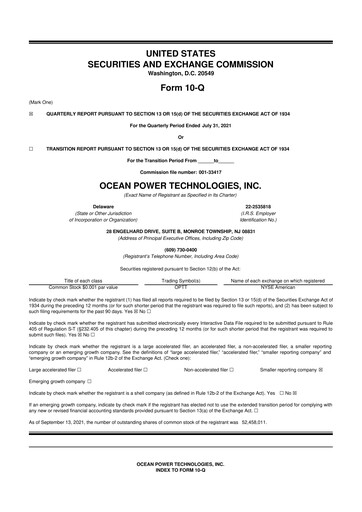 Thumbnail Ocean Power Technologies
 10-Q Quarterly Report FY2022 