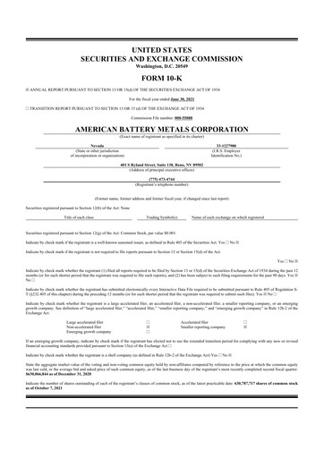 Vorschaubild American Battery Technology Company 10-K Jahresbericht 2021