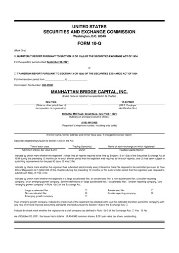 Vorschaubild Manhattan Bridge Capital
 10-Q Quartalsbericht 2021 