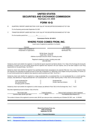 Vorschaubild Where Food Comes From 10-Q Quartalsbericht 2021 