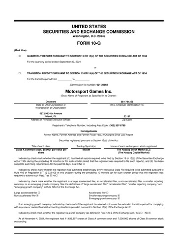 Thumbnail Motorsport Gaming 10-Q Quarterly Report FY2021 