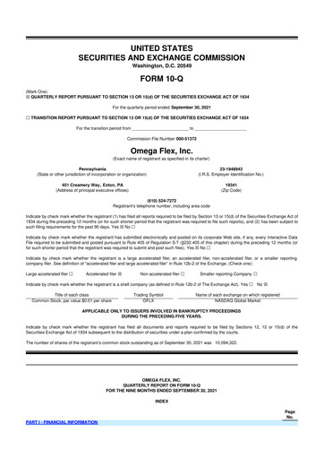 Thumbnail Omega Flex 10-Q Quarterly Report FY2021 