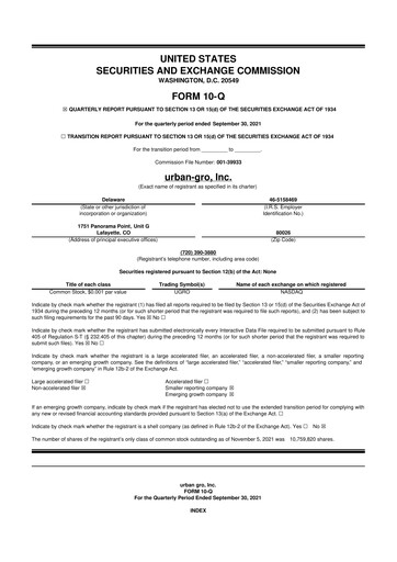 Thumbnail Urban-gro
 10-Q Quarterly Report FY2021 