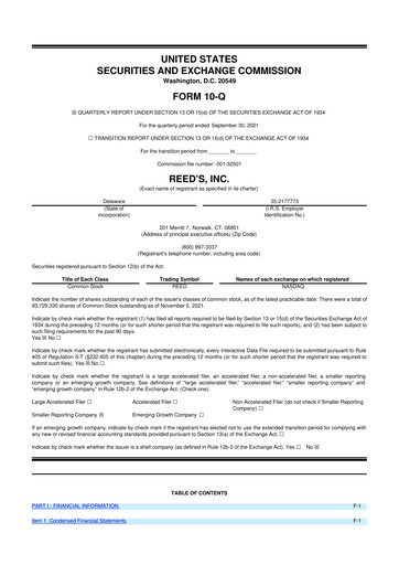 Thumbnail Reed's, Inc. 10-Q Quarterly Report FY2021 