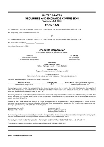 Thumbnail OncoCyte
 10-Q Quarterly Report FY2021 