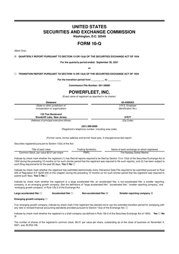 Thumbnail PowerFleet
 10-Q Quarterly Report FY2021 