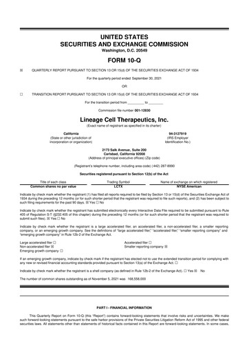 Thumbnail Lineage Cell Therapeutics
 10-Q Quarterly Report FY2021 