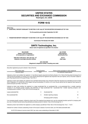 Thumbnail SINTX Technologies
 10-Q Quarterly Report FY2021 