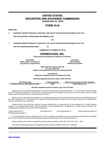 Vorschaubild Stereotaxis 10-Q Quartalsbericht 2021 