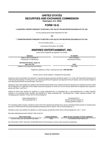 Thumbnail Inspired Entertainment 10-Q Quarterly Report FY2021 