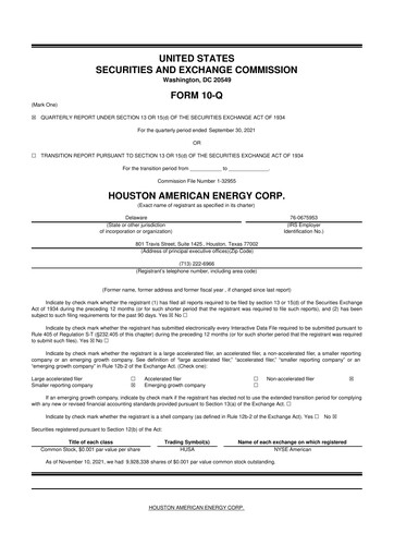 Thumbnail Houston American Energy 10-Q Quarterly Report FY2021 