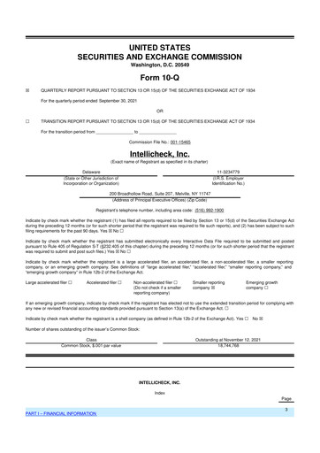 Miniature Intellicheck 10-Q Rapport trimestriel 2021 