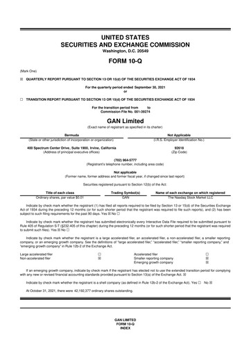 Thumbnail GAN 10-Q Quarterly Report FY2021 