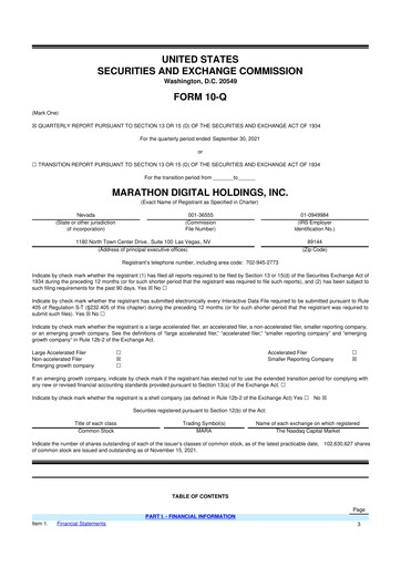 Vorschaubild MARA Holdings
 10-Q Quartalsbericht 2021 